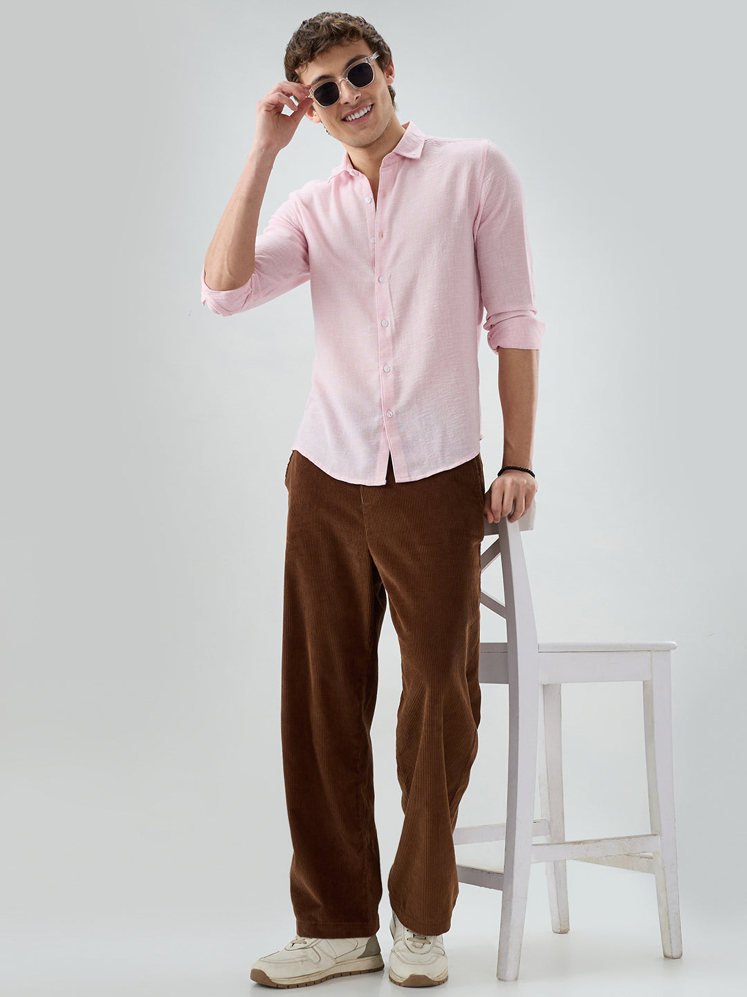 Baby Pink Crinkled Textured Shirt