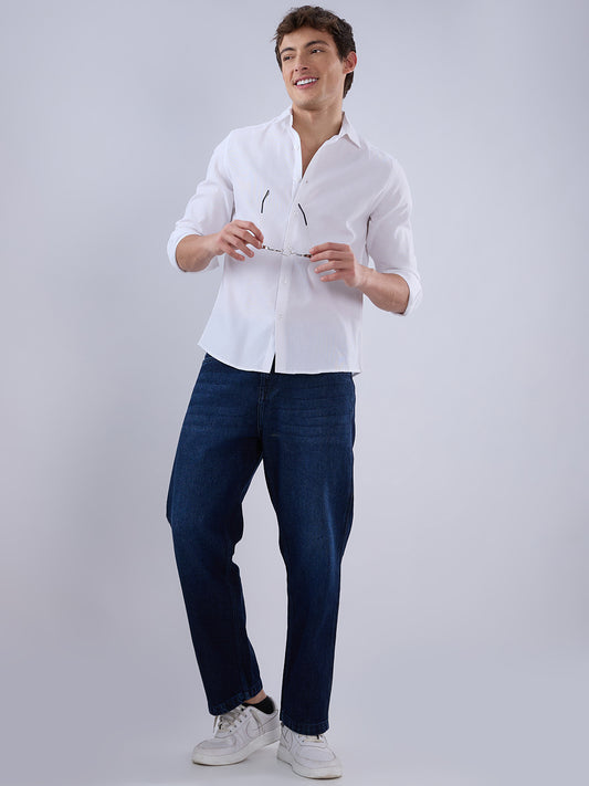Snow White Minimal Textured Shirt