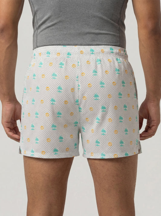 Indigo Dye Geometric & Island Vibe Basketball Print Boxers