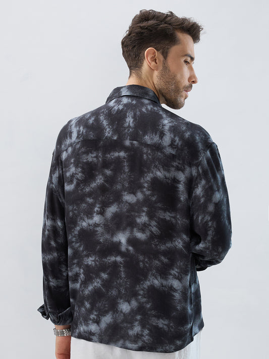Midnight Mist Tie-Dye Boxy Fit Crop Shirt