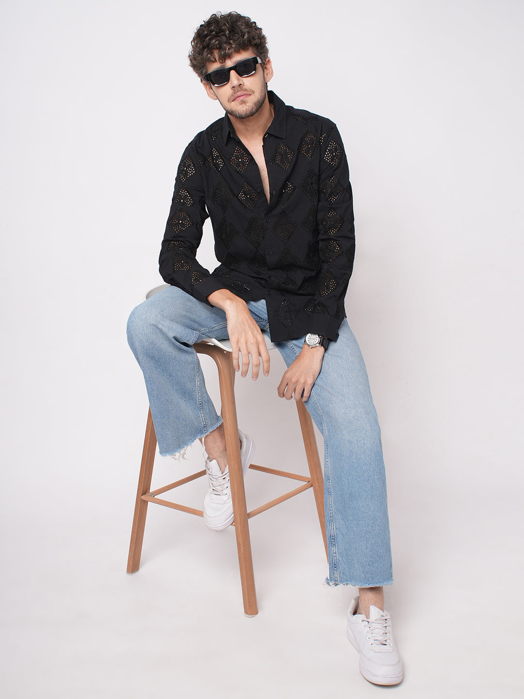 Pitch Black Diamond Schiffli Shirt