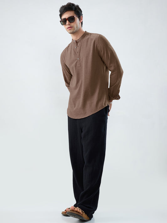 Detailed Ash Grey Jacquard Grace Kurta