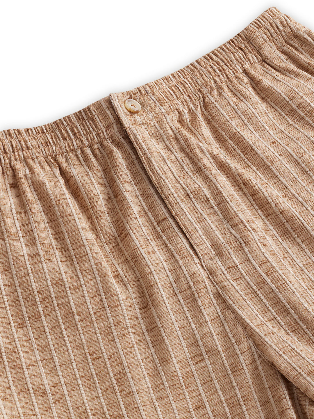 Beige Pinstripe Wide-Leg Trousers