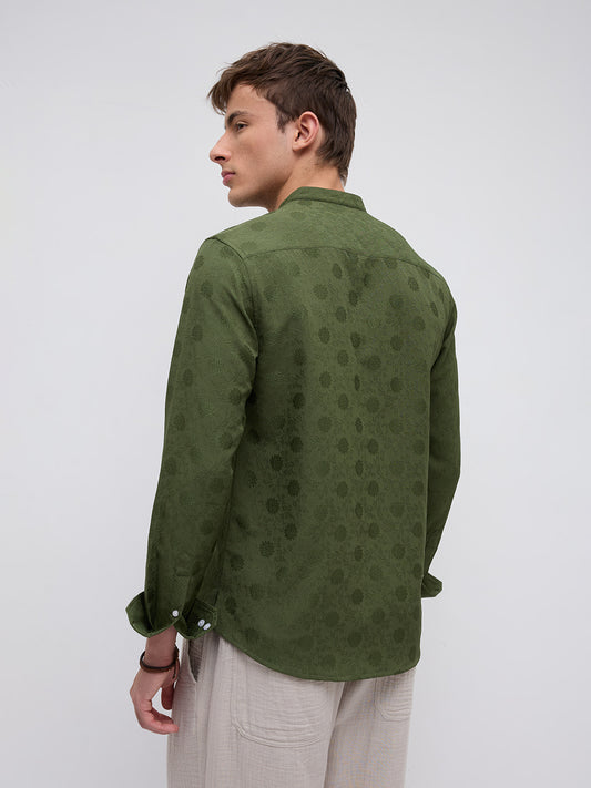 Forest Green Floral Embossed Kurta