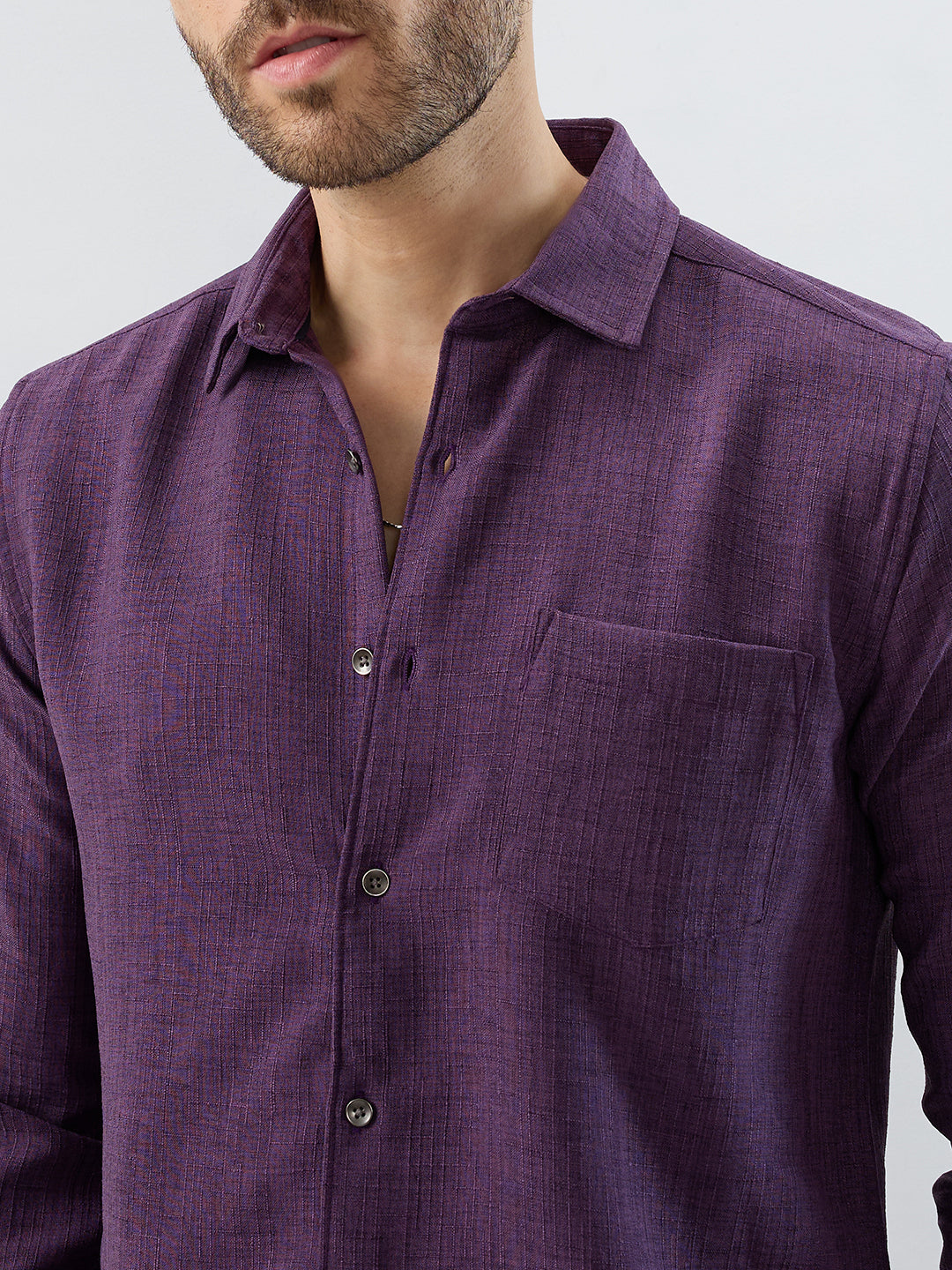 Opulent Dark Wine Slub Textured Shirt