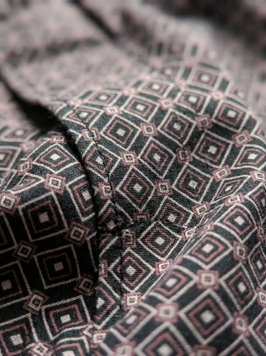 Multicolor Diamond Print & Mist Blue Linear Weave Boxers