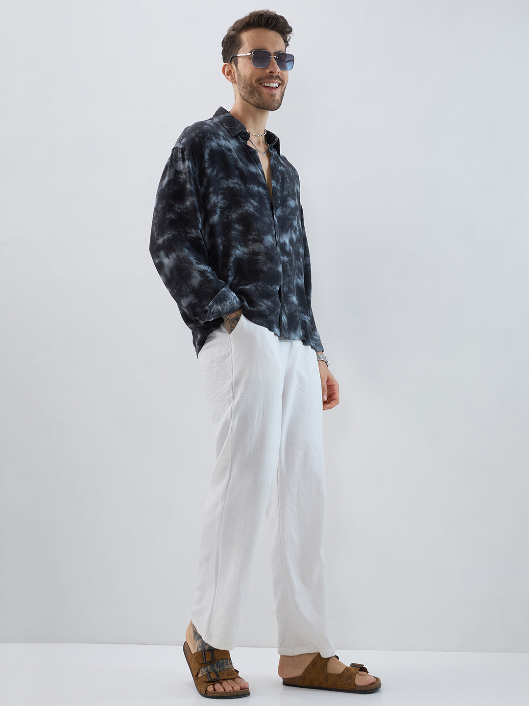 Midnight Mist Tie-Dye Boxy Fit Crop Shirt