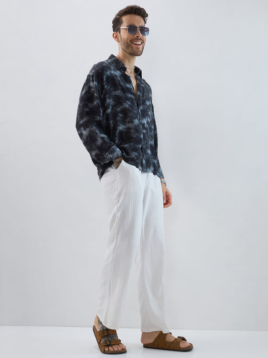 Midnight Mist Tie-Dye Boxy Fit Crop Shirt