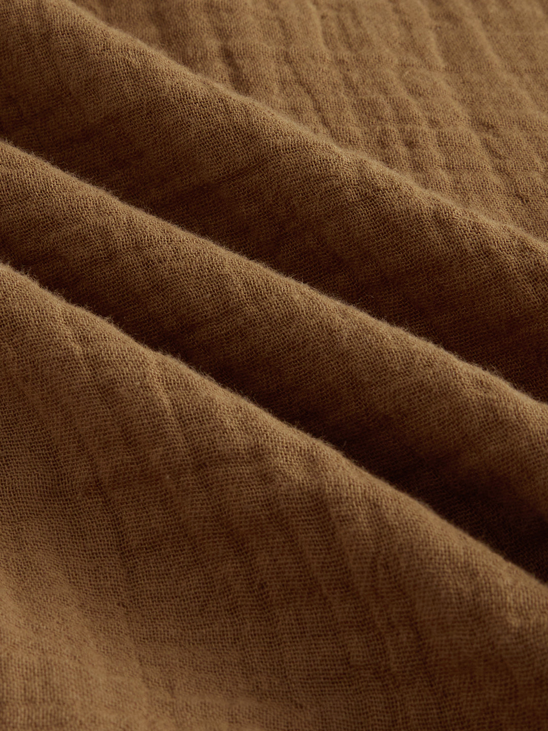 Warm Tan Textured Cuffless Double Cloth Oversized Shirt