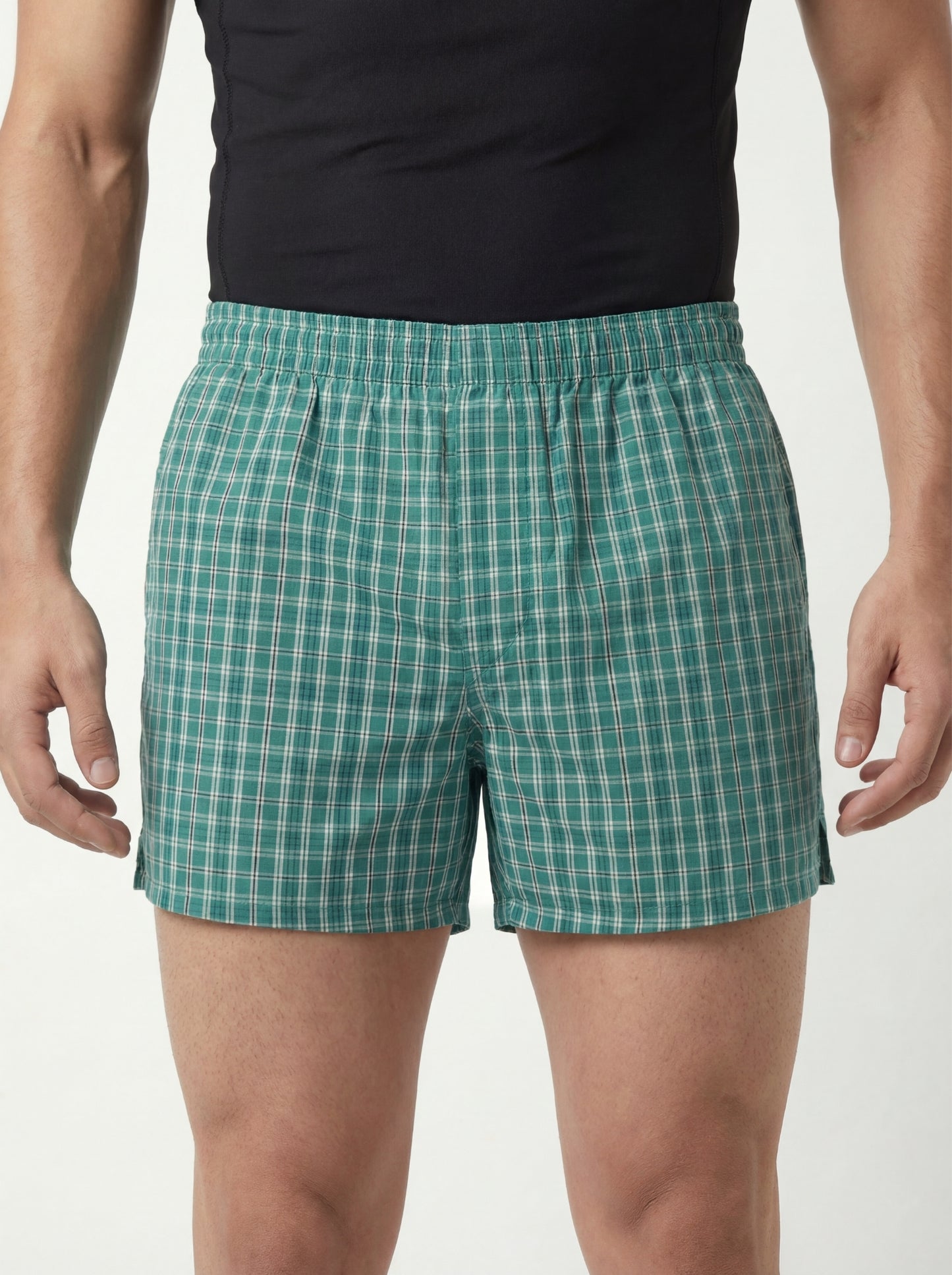 Shamrock Green Checks & Solid Navy Boxers