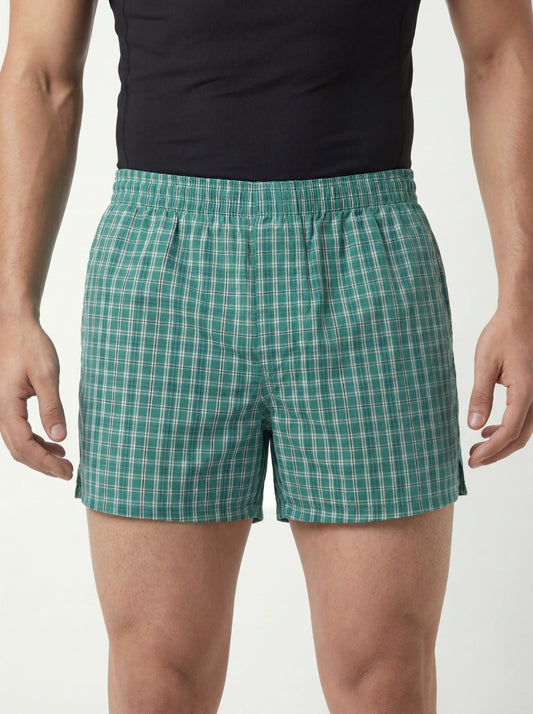 Shamrock Green Checks & Solid Navy Boxers