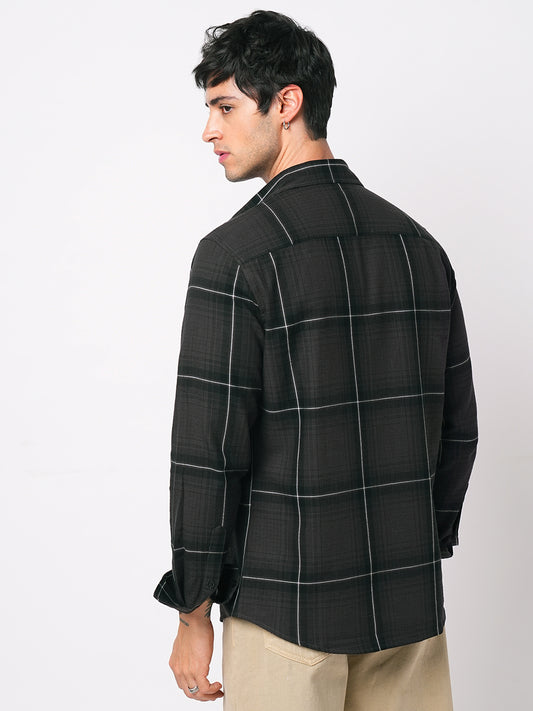 Sumptuous Retro Black Windowpane Checks Shirt