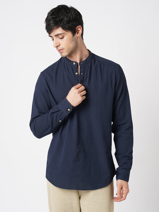 Timeless Navy Seersucker Kurta