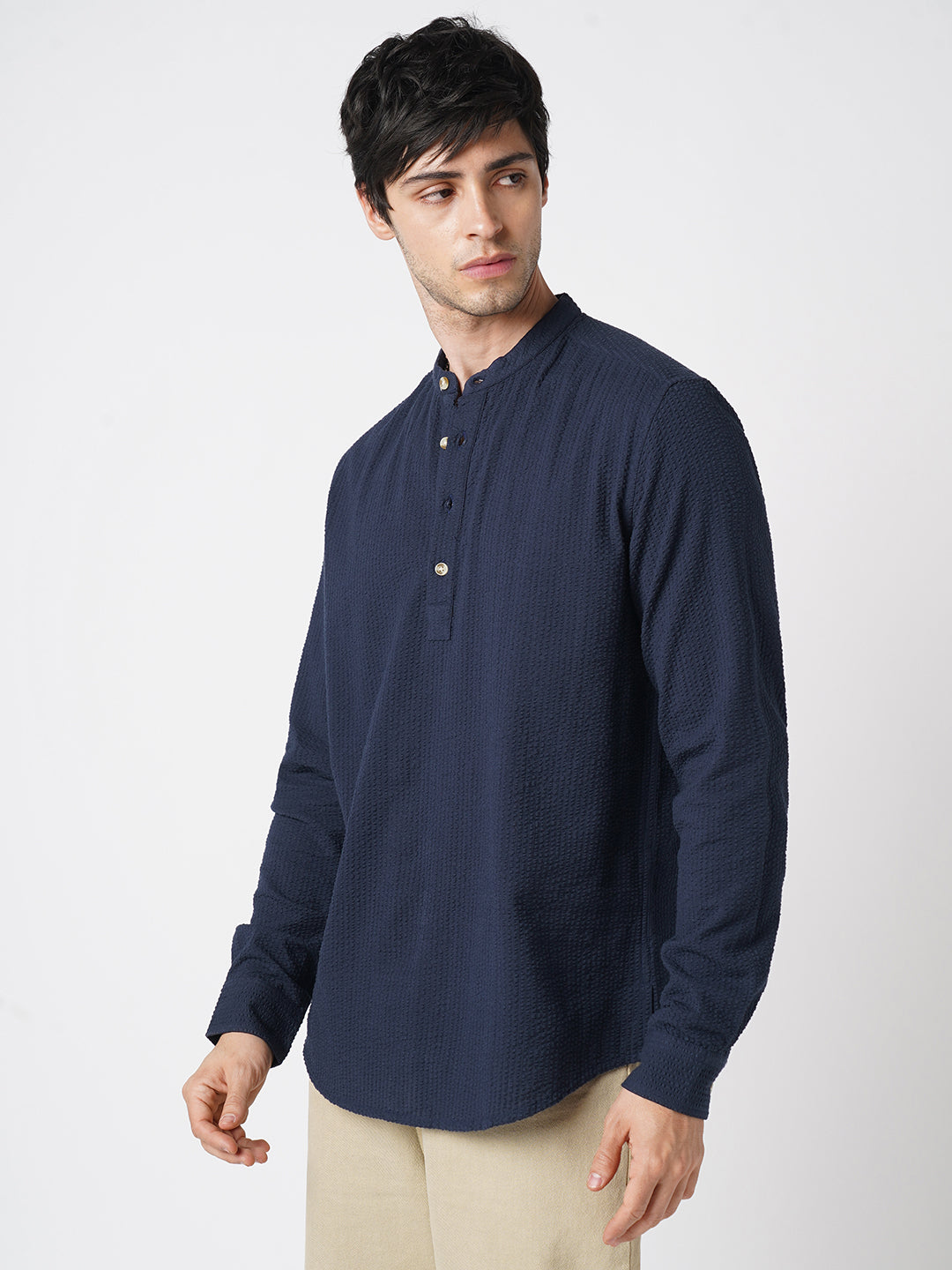 Timeless Navy Seersucker Kurta