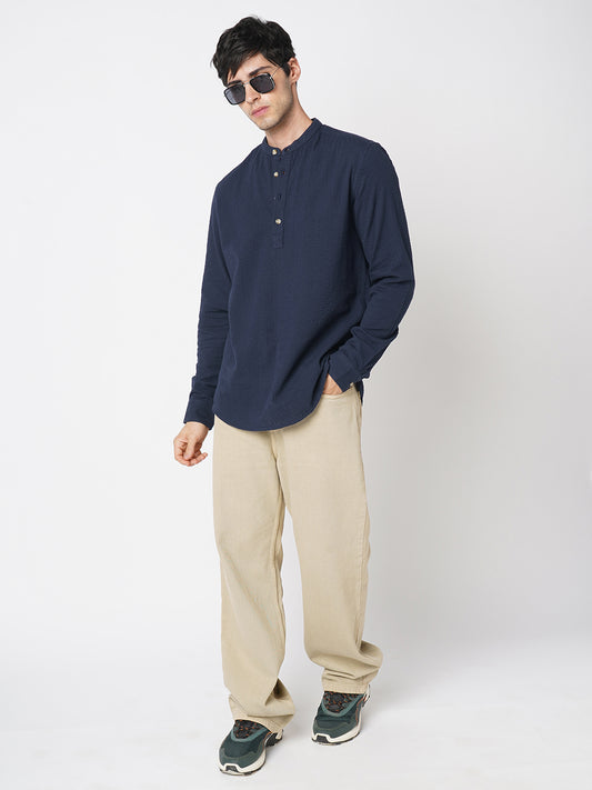 Timeless Navy Seersucker Kurta