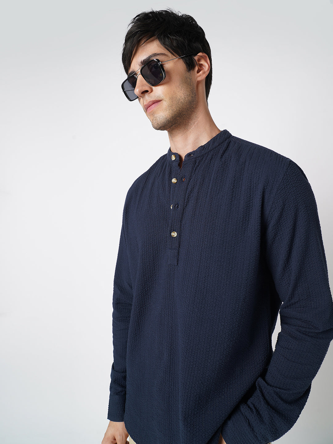 Timeless Navy Seersucker Kurta