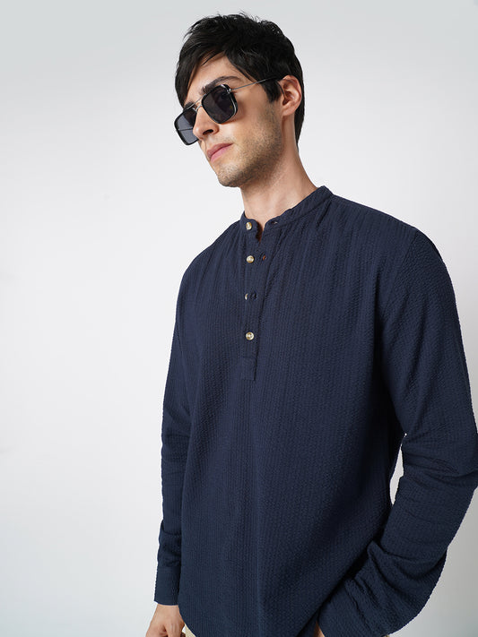 Timeless Navy Seersucker Kurta