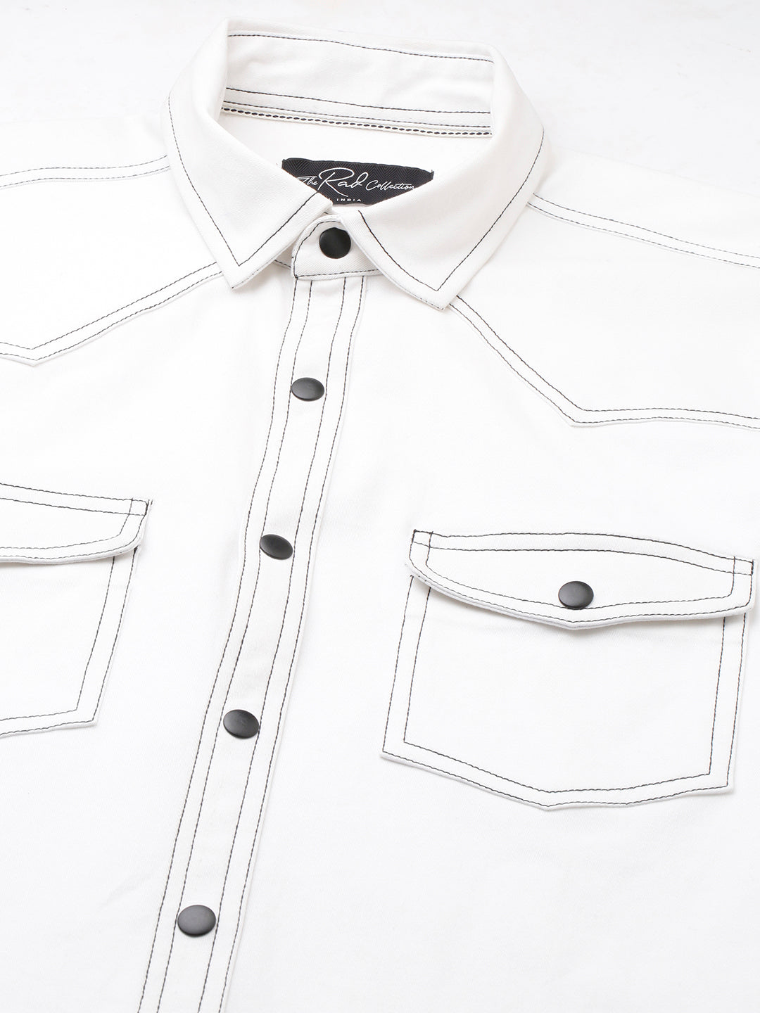 Solid White Double Flap Pocket Overshirt