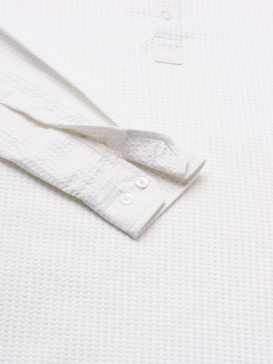 Snow White Dot Embossed Kurta