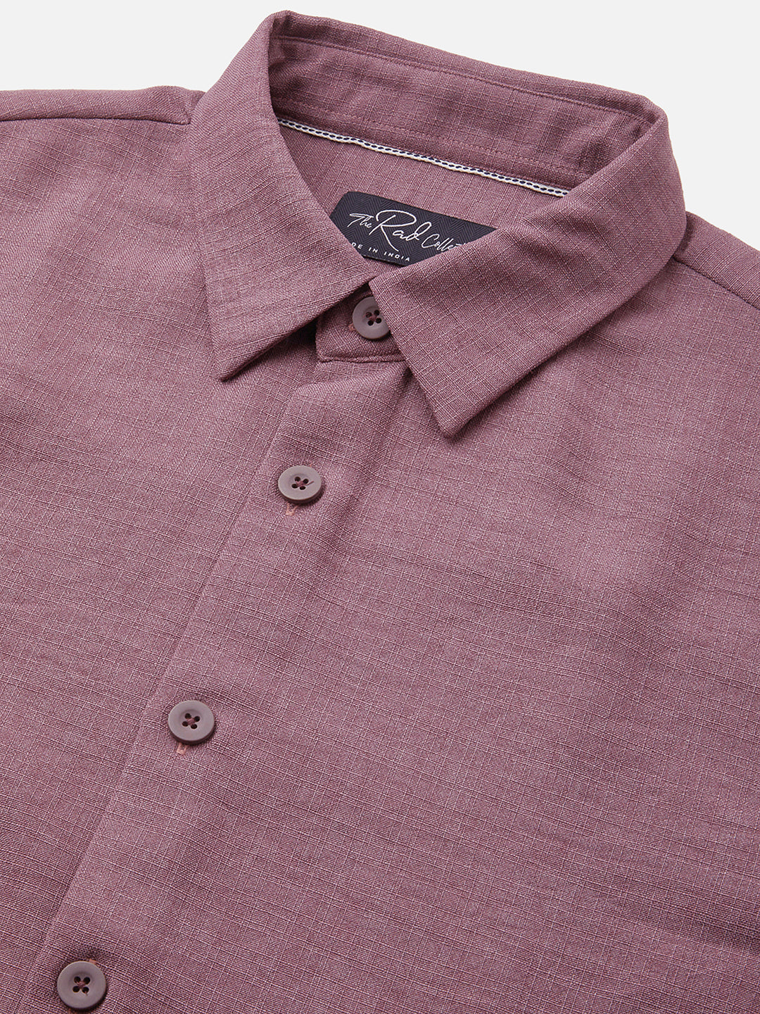 Duskwind Mauve Slub Oversized Side-Slit Button Crop Shirt