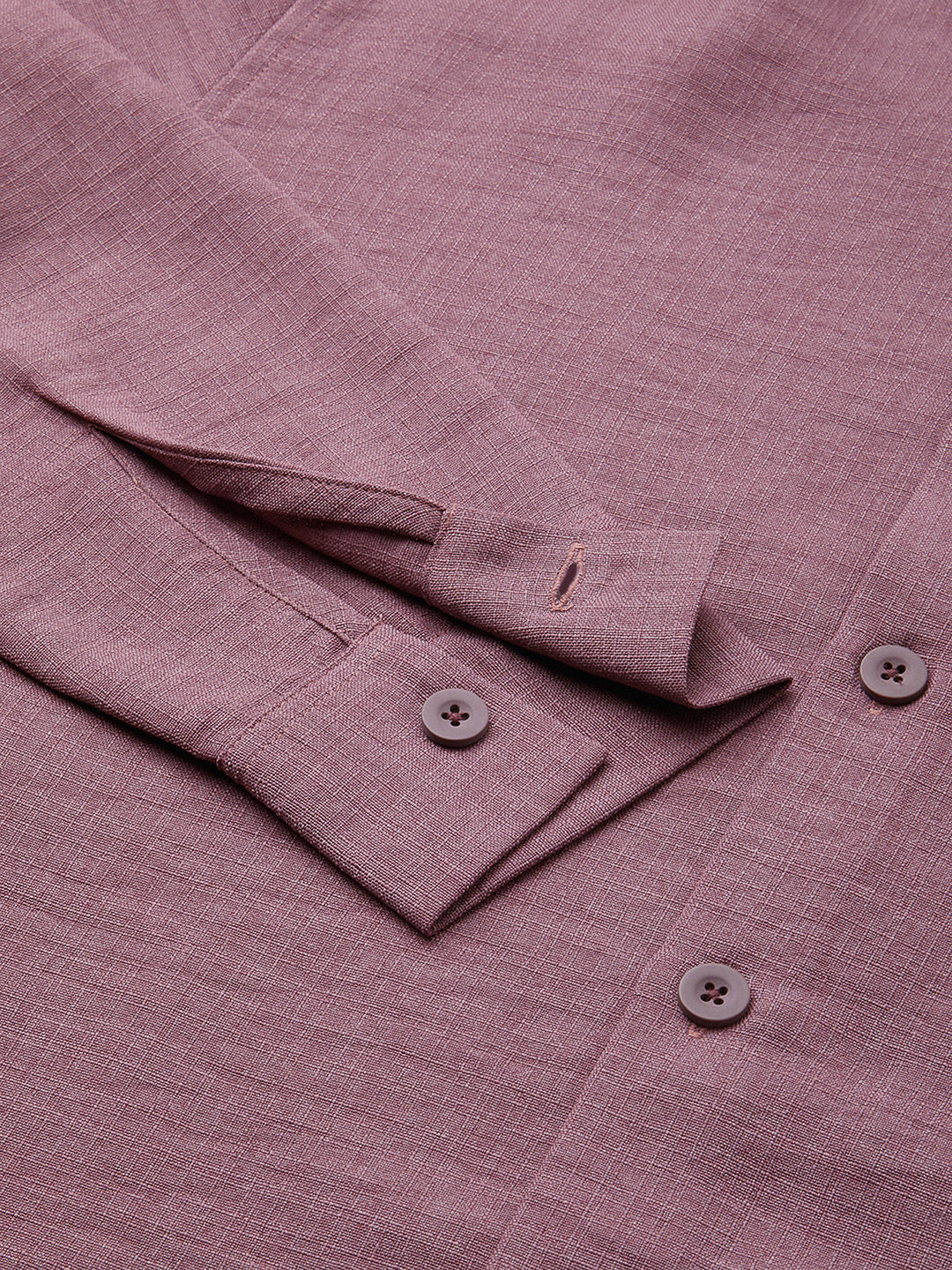 Duskwind Mauve Slub Oversized Side-Slit Button Crop Shirt