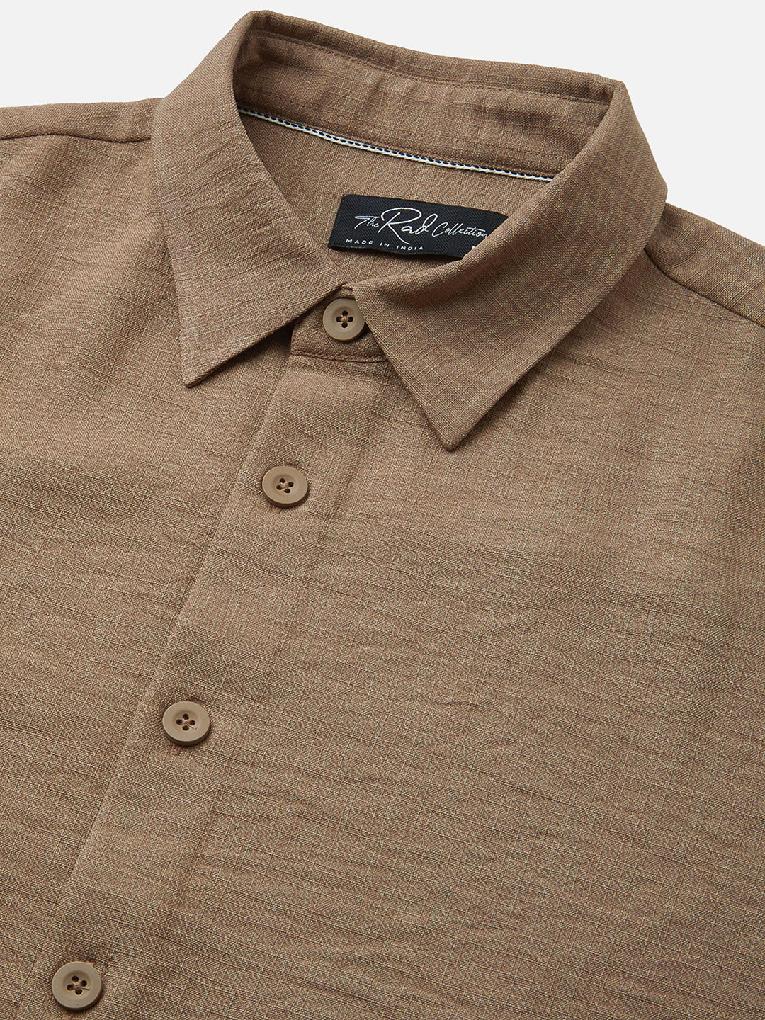 Khaki Side-Slit Button Oversized Crop Shirt