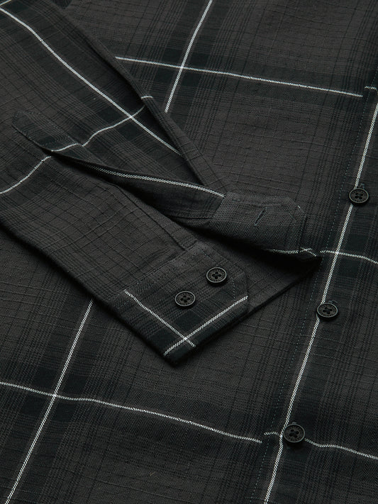 Sumptuous Retro Black Windowpane Checks Shirt