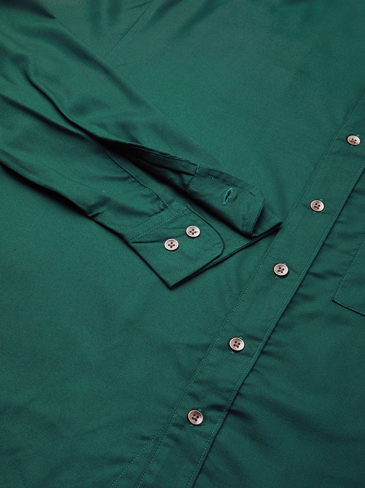 Solid Sacramento Green Boxy Fit Crop Shirt