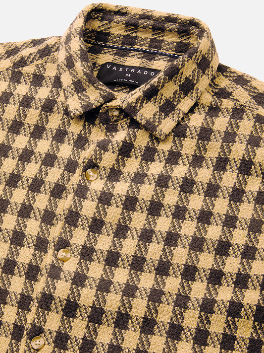 Brown Houndstooth Checkered Shirt