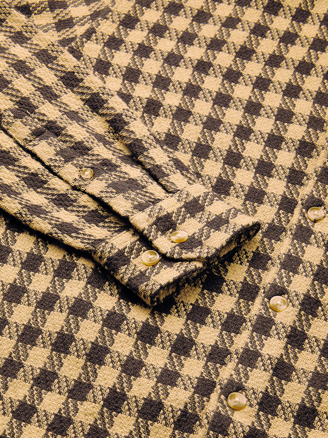 Brown Houndstooth Checkered Shirt