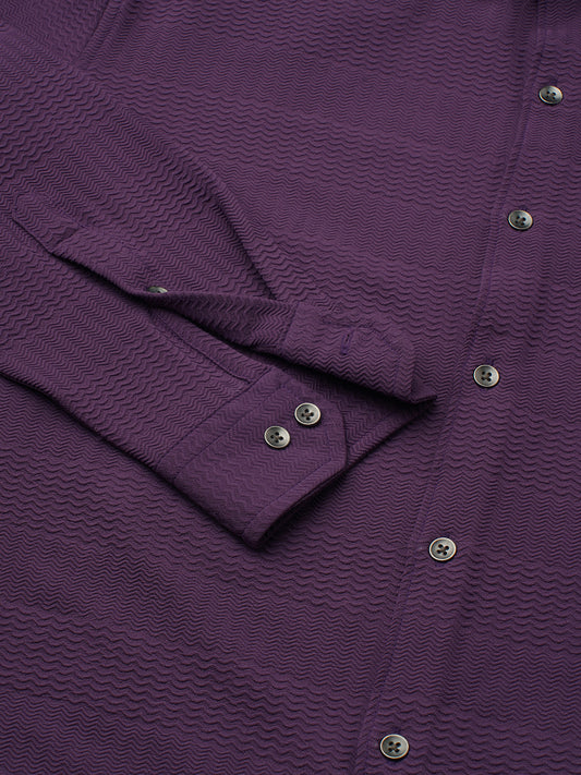Amethyst Purple Wave Detail Textured Shirt