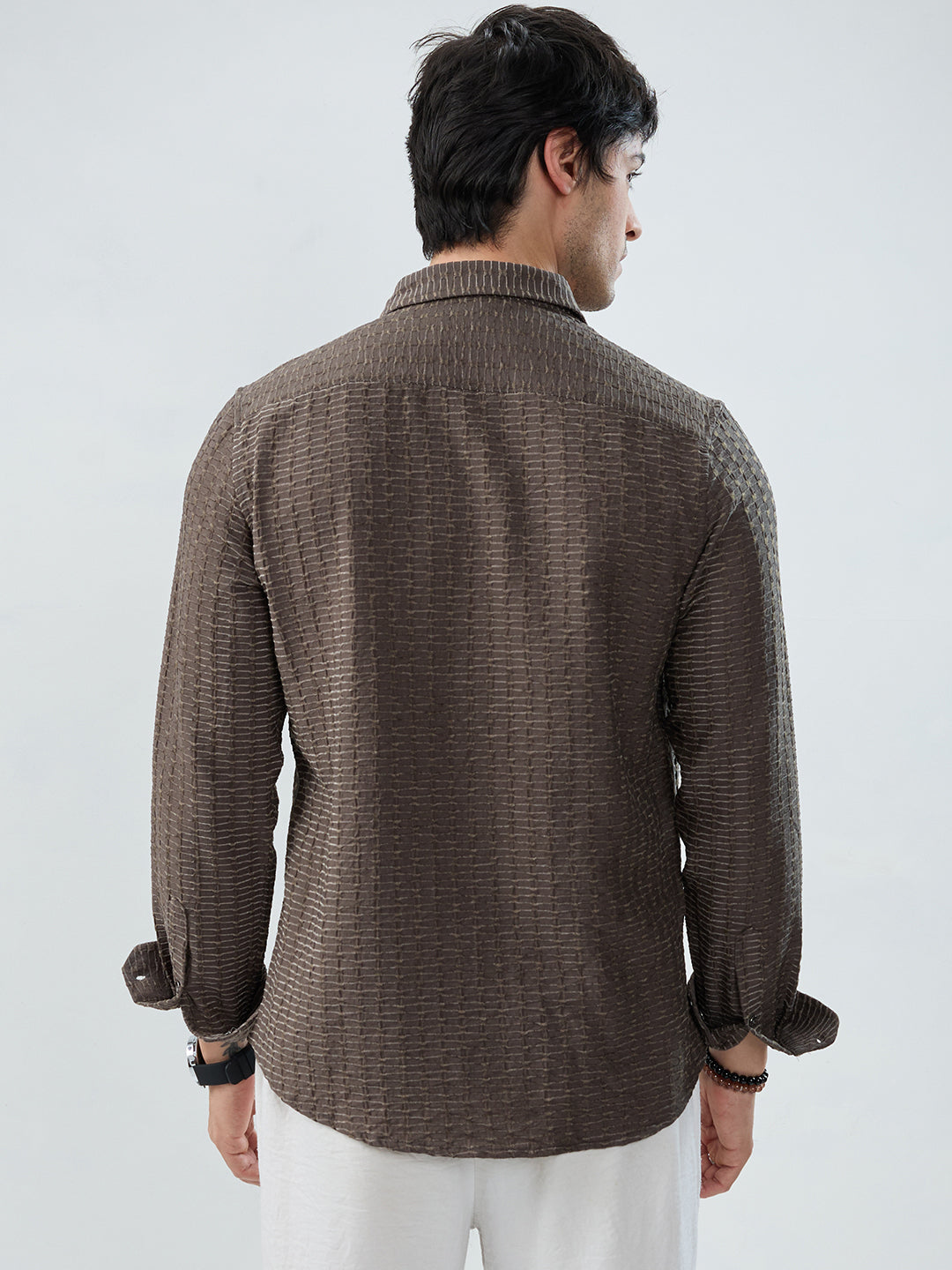 Woodland Olive Wave Horizontal Textured Shirt