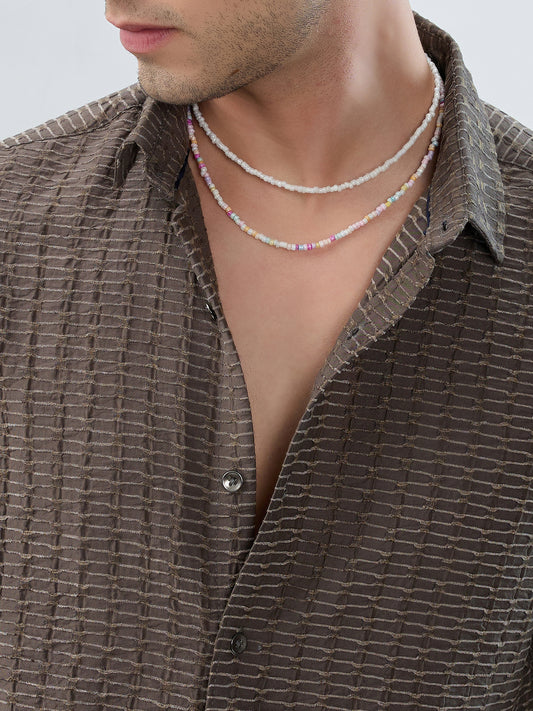 Woodland Olive Wave Horizontal Textured Shirt