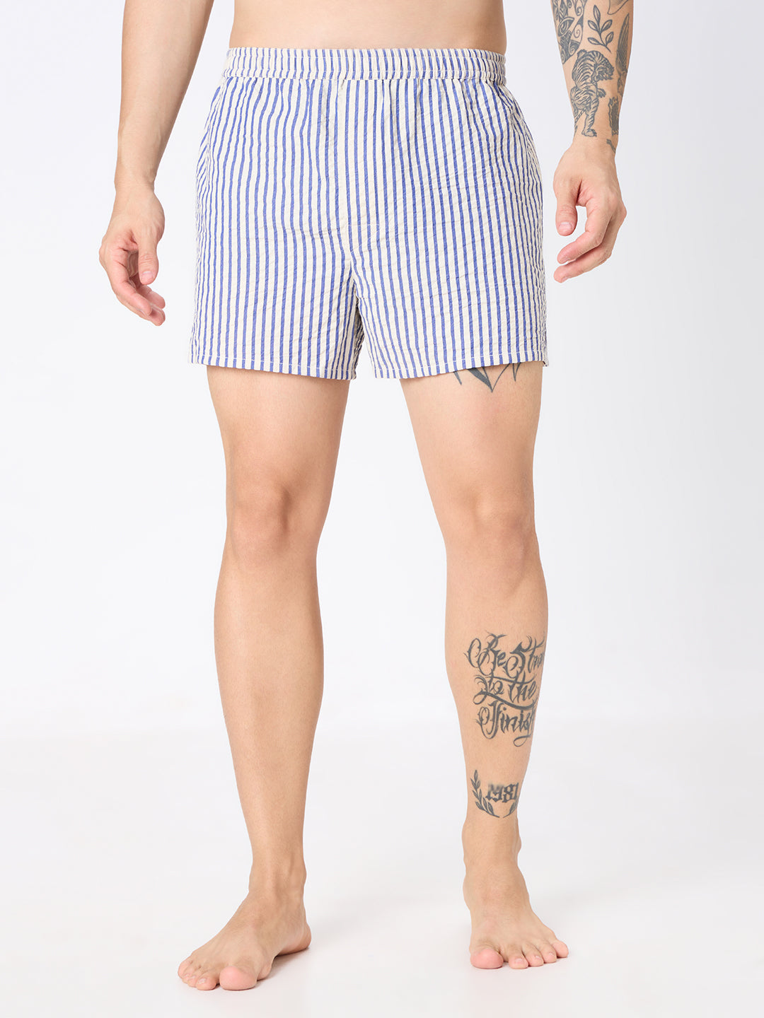 Navy Stripes & Brown Checks Boxers