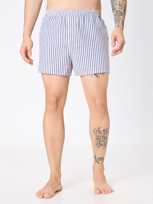 Navy Stripes & Brown Checks Boxers