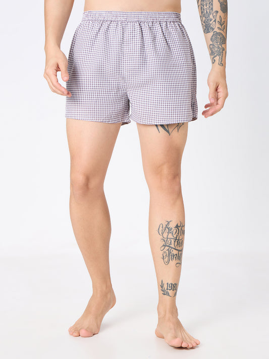 Navy Stripes & Brown Checks Boxers