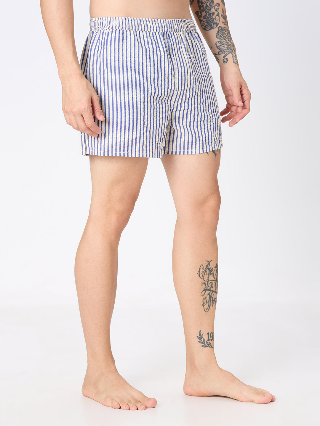 Navy Stripes & Brown Checks Boxers