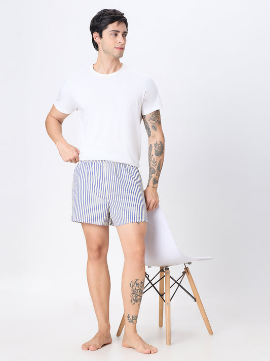 Navy Stripes & Brown Checks Boxers