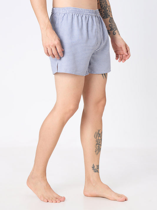 Aegean Blue Checks & White Striped Boxers