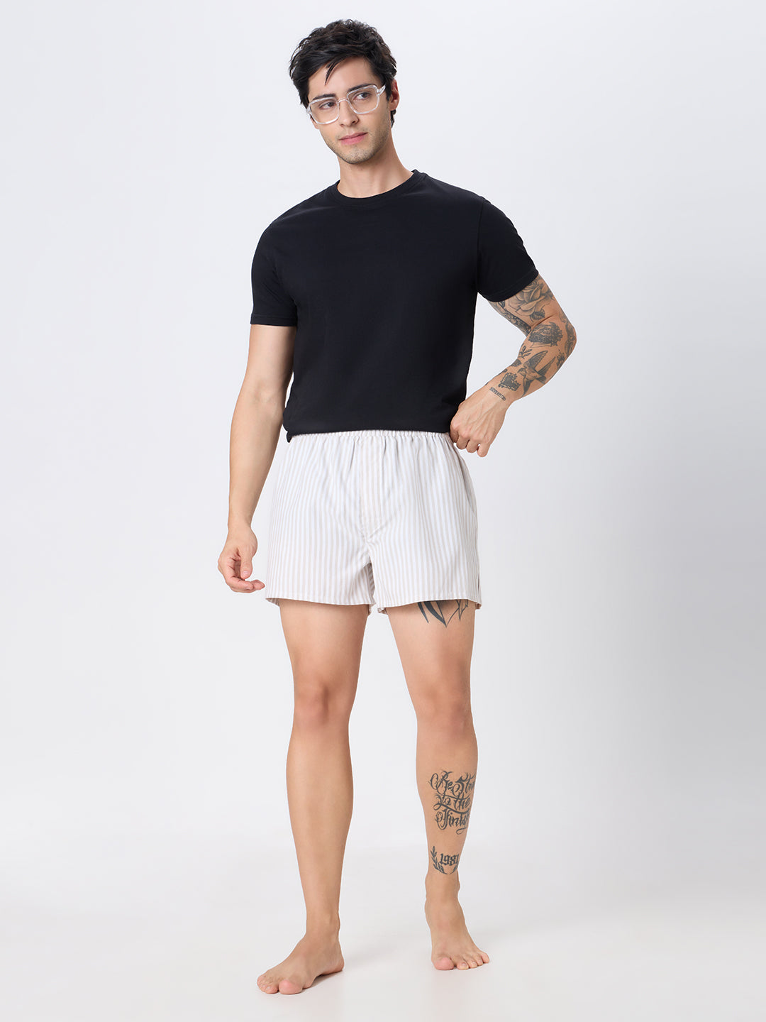 Aegean Blue Checks & White Striped Boxers