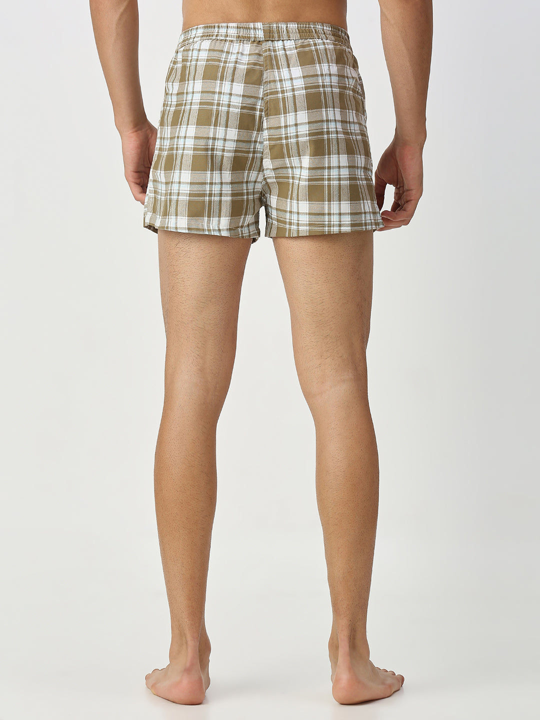 Khaki & Greyish Green Checked Boxers