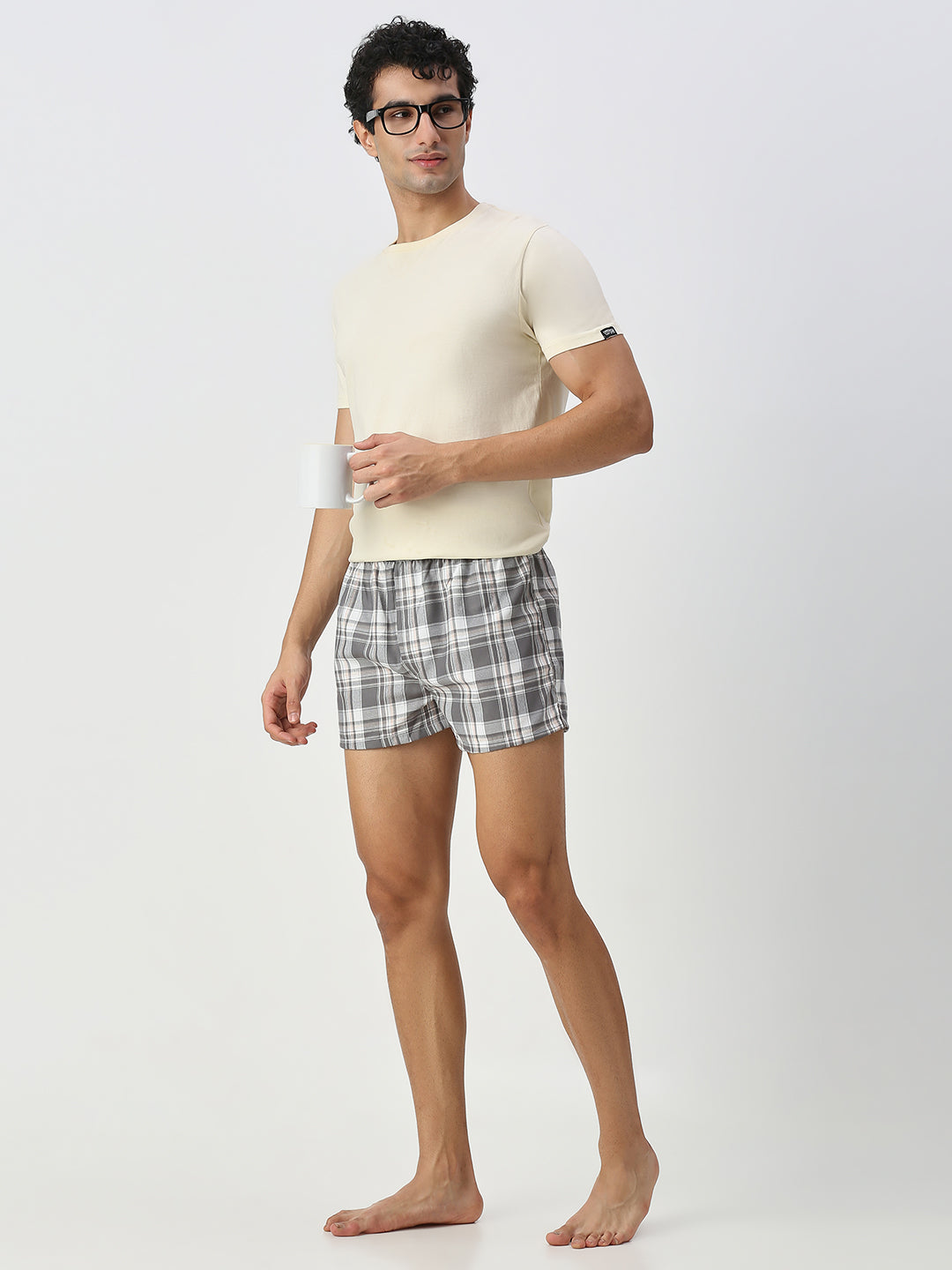 Khaki & Greyish Green Checked Boxers