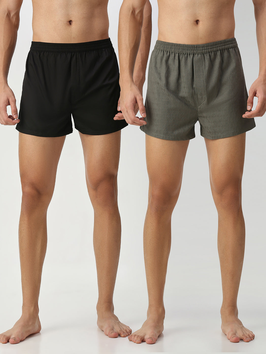 Solid Black & Olive Textured Boxers
