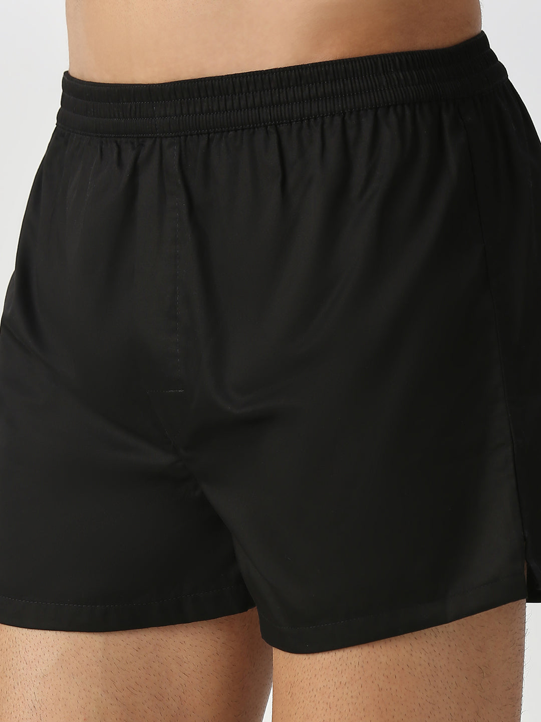 Solid Black & Olive Textured Boxers