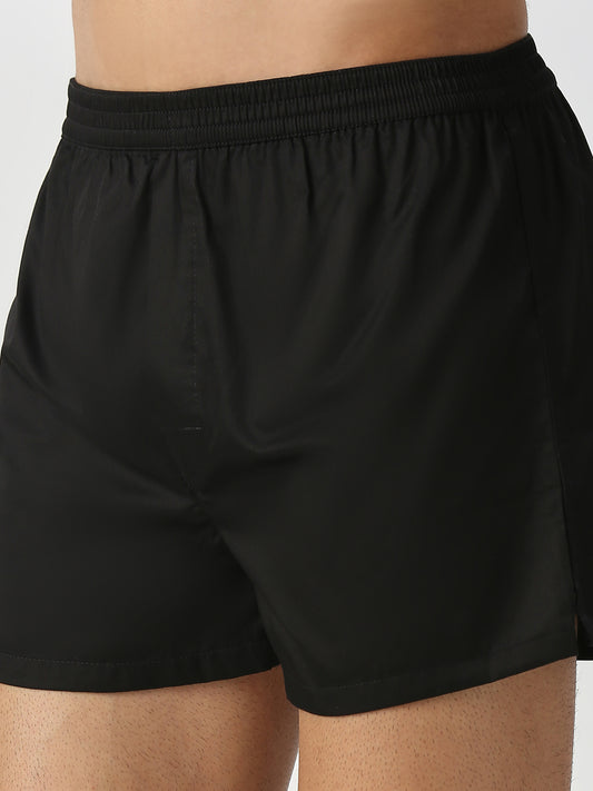 Solid Black & Olive Textured Boxers