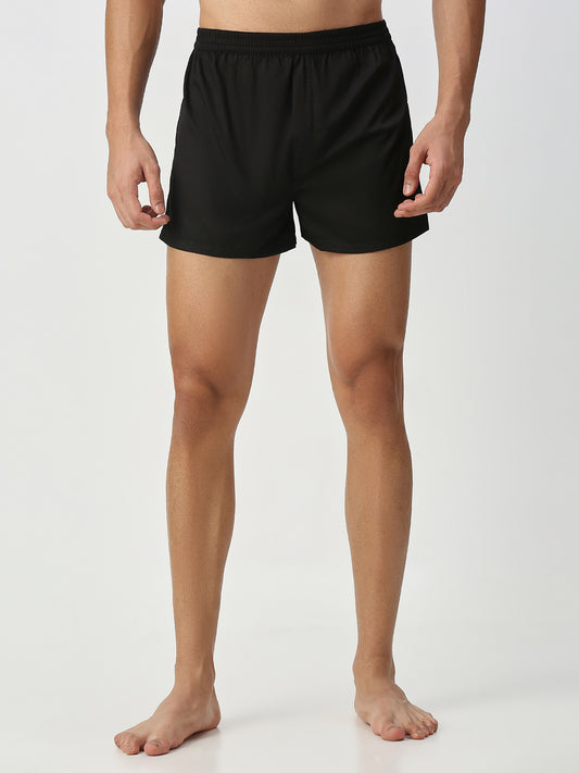 Solid Black & Olive Textured Boxers