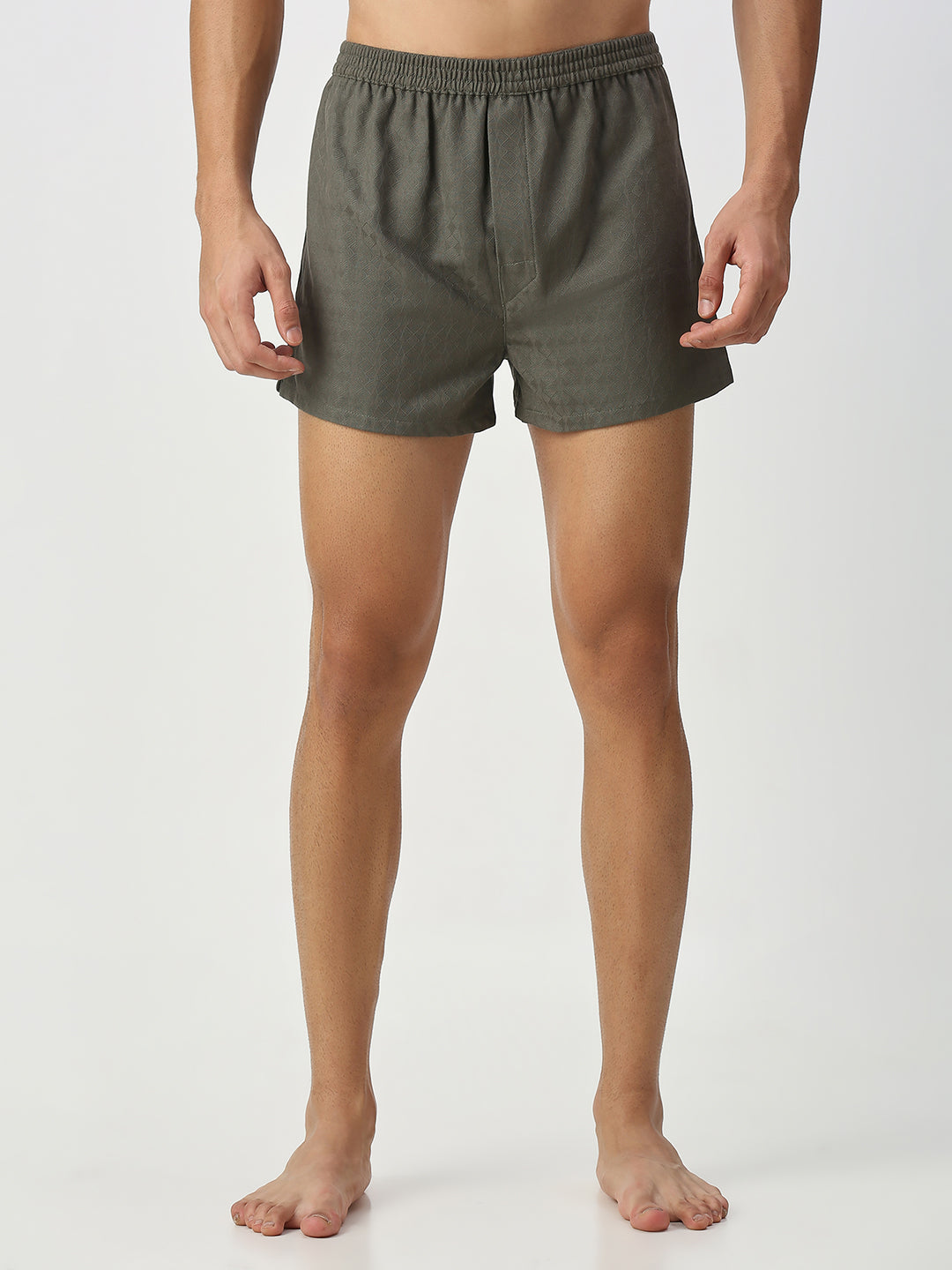 Solid Black & Olive Textured Boxers