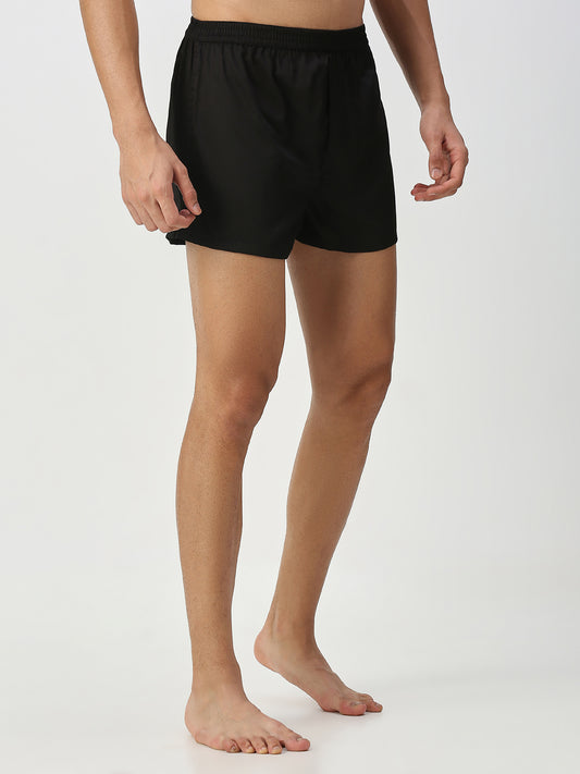 Solid Black & Olive Textured Boxers