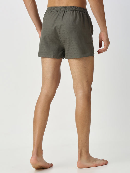 Solid Black & Olive Textured Boxers