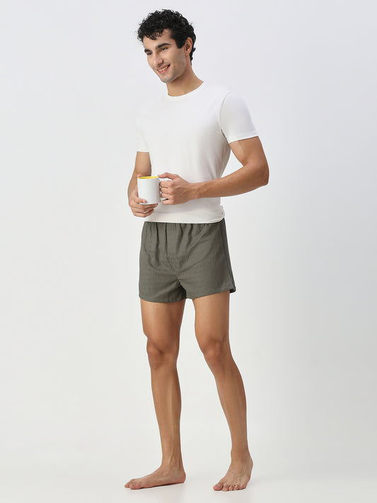 Solid Black & Olive Textured Boxers